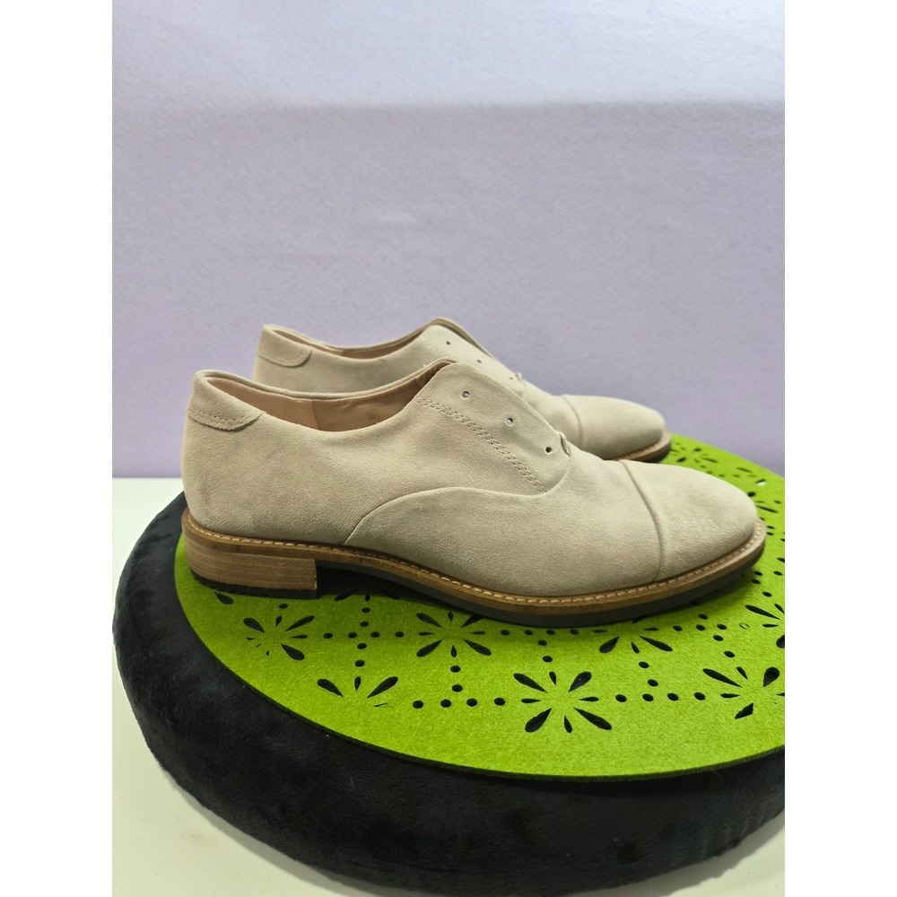 Ecco Sartorelle 25 Tailored Womens 9 Shoes Beige Suede Leather Cap Toe Oxford